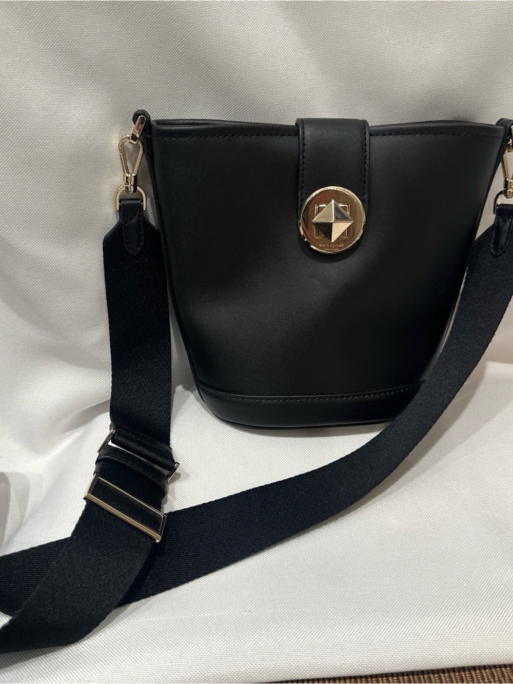 kate spade Black Bucket Crossbody with Gold-Tone Medallion